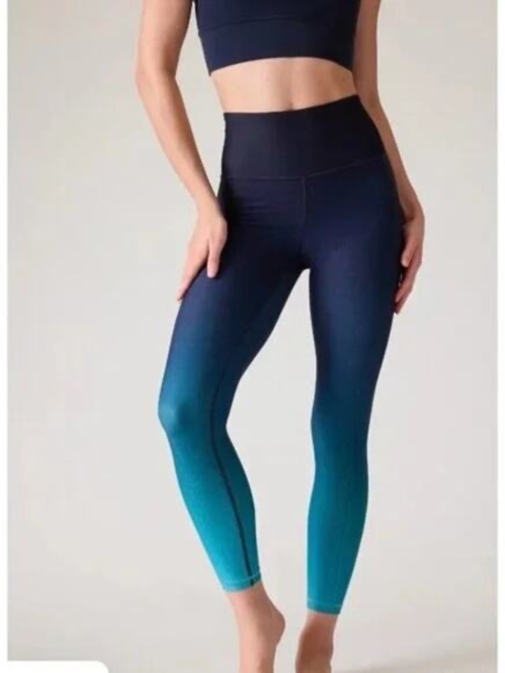Athleta Elation 7/8 Tight Leggings Sz S Blue Ombre Powervita High Rise Yoga